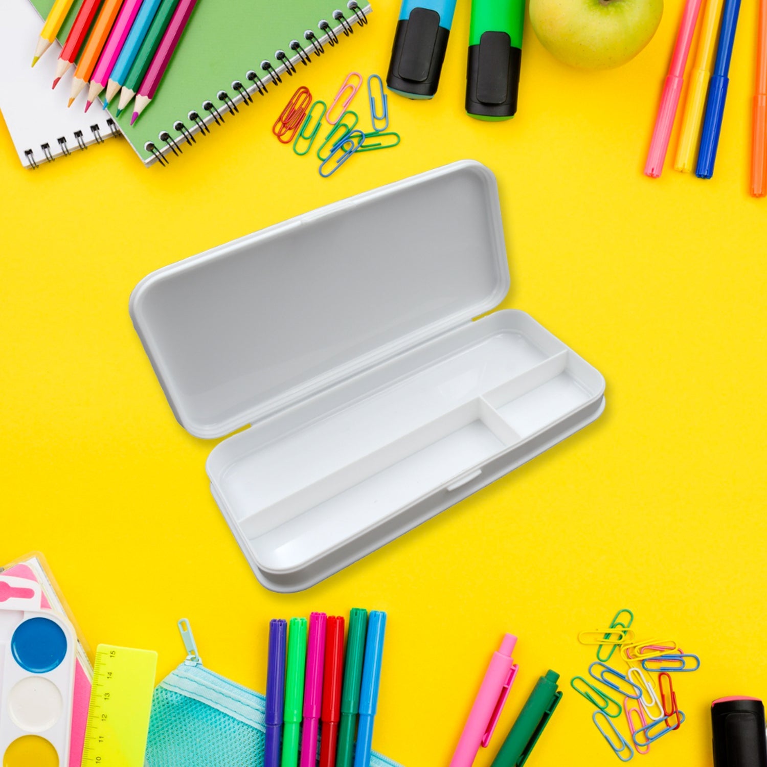 4368 Multipurpose Compass Box, Pencil Box with 3 Compartments for School, White Color Pencil Case for Kids, Birthday Gift for Girls & Boys 4368 Multipurpose Compass Box, Pencil Box with 3 Compartments for School, White Color Pencil Case for Kids, Birthday Gift for Girls & Boys
